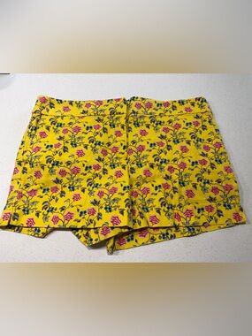 LOFT Yellow Floral High-Waist Shorts